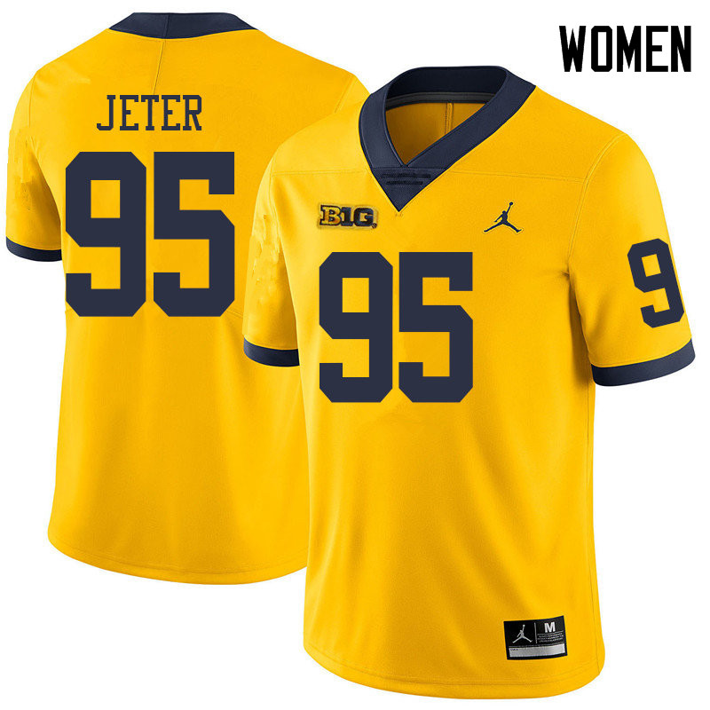 Jordan Brand Women #95 Donovan Jeter Michigan Wolverines College Football Jerseys Sale-Yellow